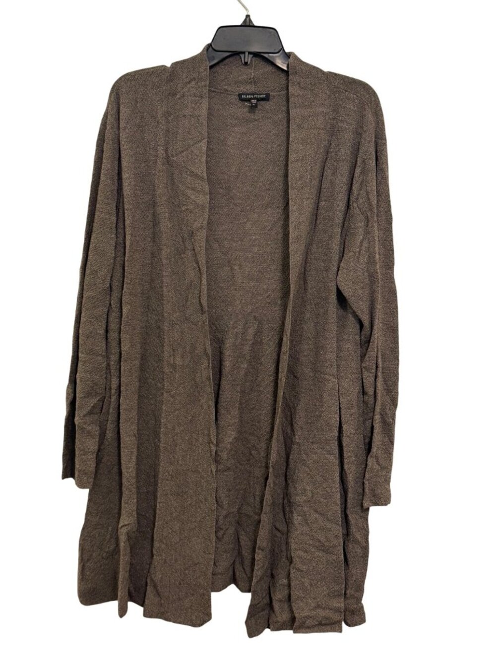 Eileen Fisher Womens Open Front Brown Wool Cardigan Sweater XL